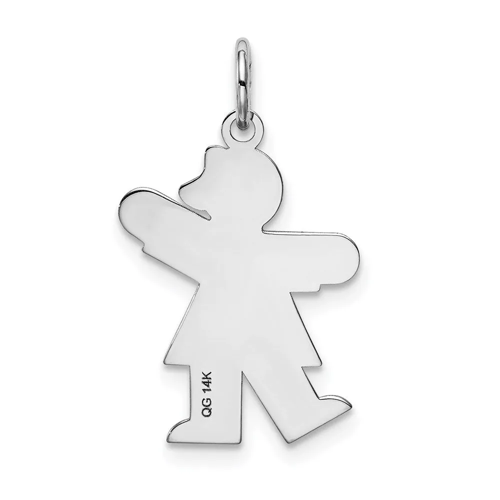 14k White Gold Kid Charm