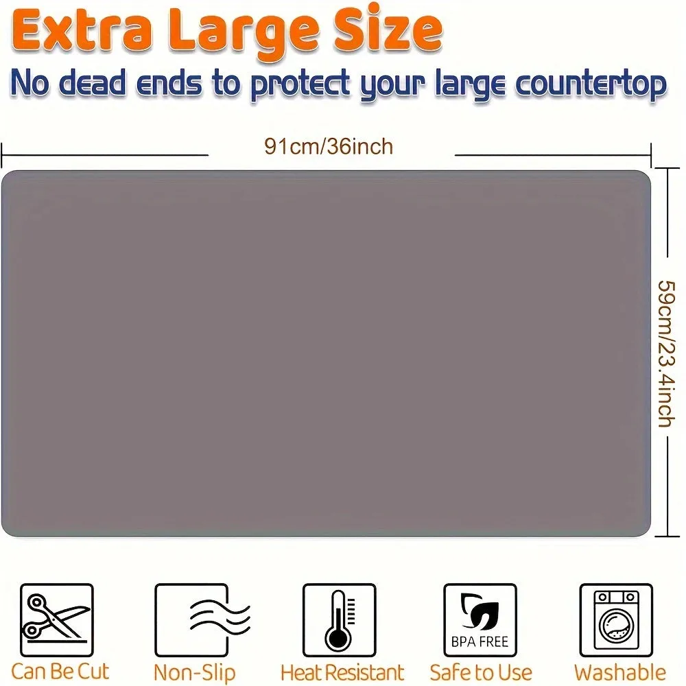1pc Large Silicone Kitchen Counter Mat - Heat Resistant, Anti-Slip, Multi-Purpose Countertop Protector - Easy Clean, Durable, Versatile Kitchen and Home Supplies Essential