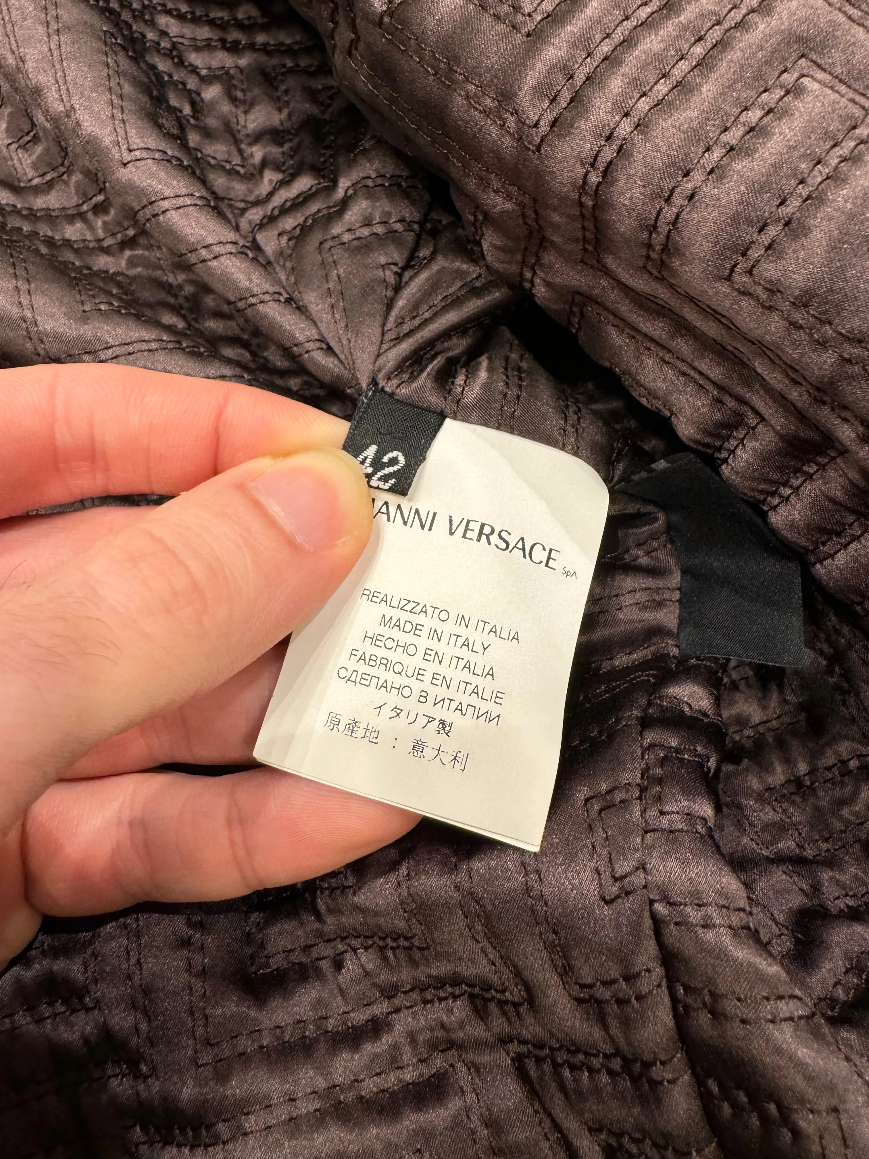 2000s Gianni Versace Couture ostrich embossed leather coat