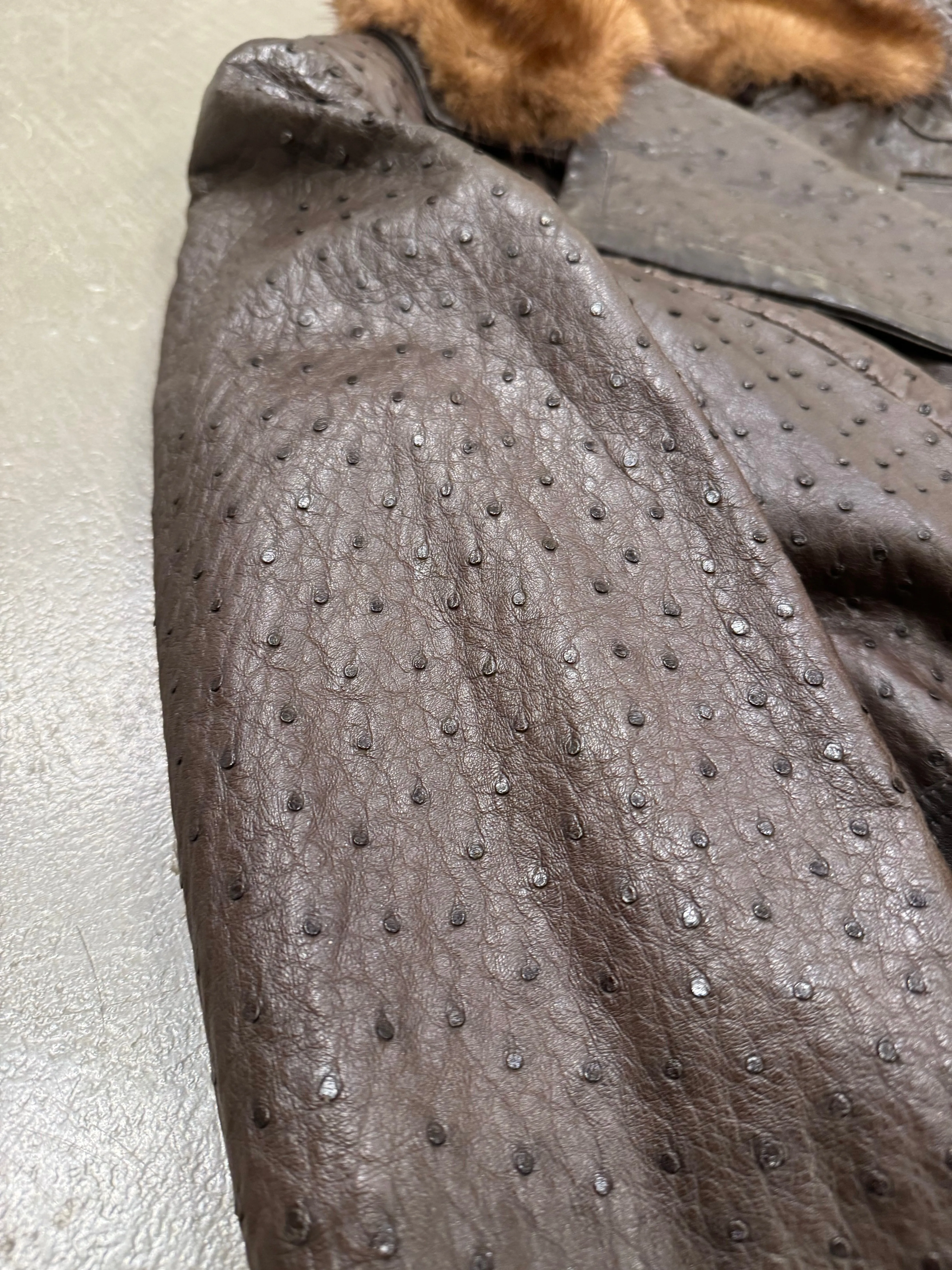 2000s Gianni Versace Couture ostrich embossed leather coat