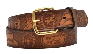 3D Belt Company Toddler Boys' 3D Belt 1 1/4" Embossed With Horses - Brown