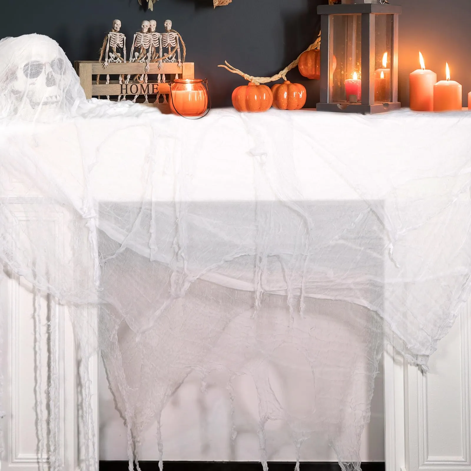 410 x 80 Halloween Creepy Cloth White Spooky Fabric Large Halloween Decorations Gauze Cloth Spooky Giant Cheese Cloth for Haunted House Halloween Party Supplies Decorations