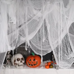 410 x 80 Halloween Creepy Cloth White Spooky Fabric Large Halloween Decorations Gauze Cloth Spooky Giant Cheese Cloth for Haunted House Halloween Party Supplies Decorations