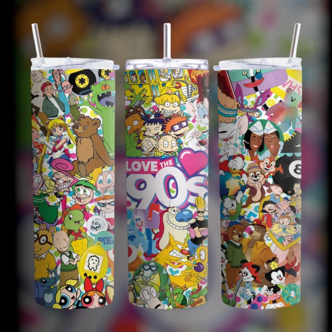 90’s Nostalgia Themed Skinny Tumbler