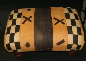 African Kuba Bench/Coffee Table/Ottoman With Vintage Kuba Cloth 2