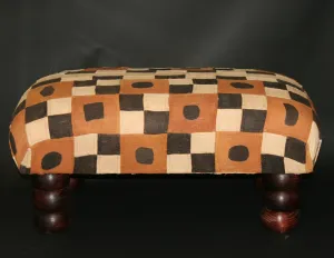 African Kuba Bench/Coffee Table/Ottoman With Vintage Kuba Cloth