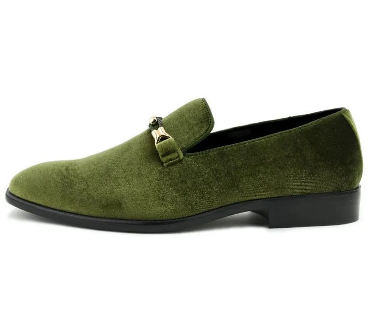 Amali Aller Velvet Slippers Men’s Vegan Olive Vegan Leather Slip on Loafers