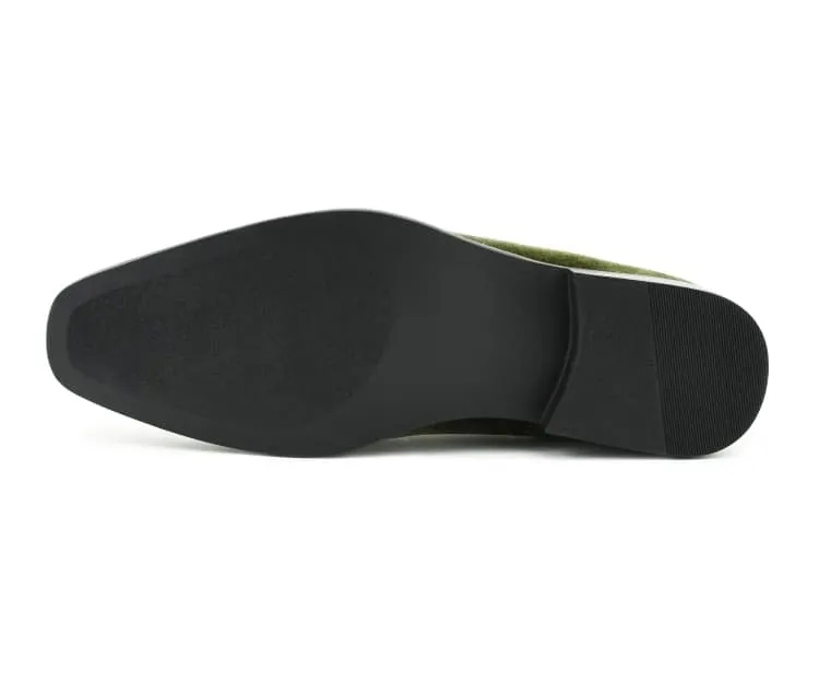 Amali Aller Velvet Slippers Men’s Vegan Olive Vegan Leather Slip on Loafers