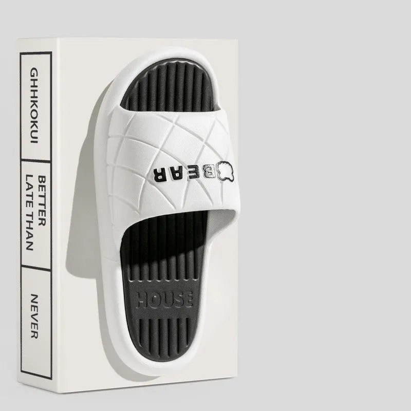 Anti-slip Striped Lozenge Texture Design Slippers