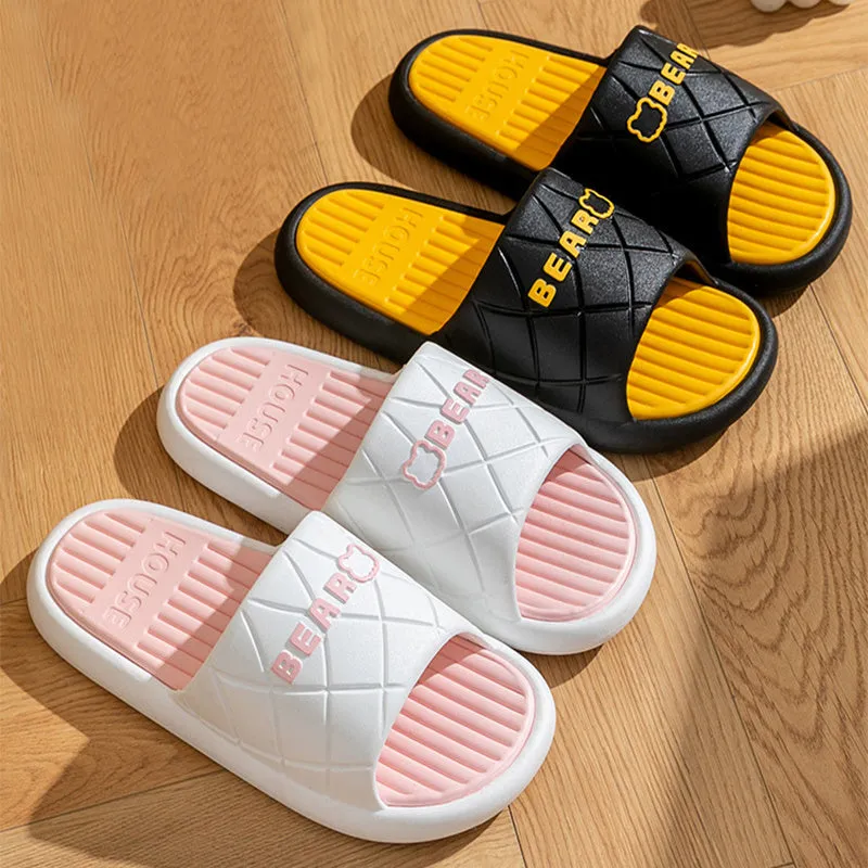 Anti-slip Striped Lozenge Texture Design Slippers