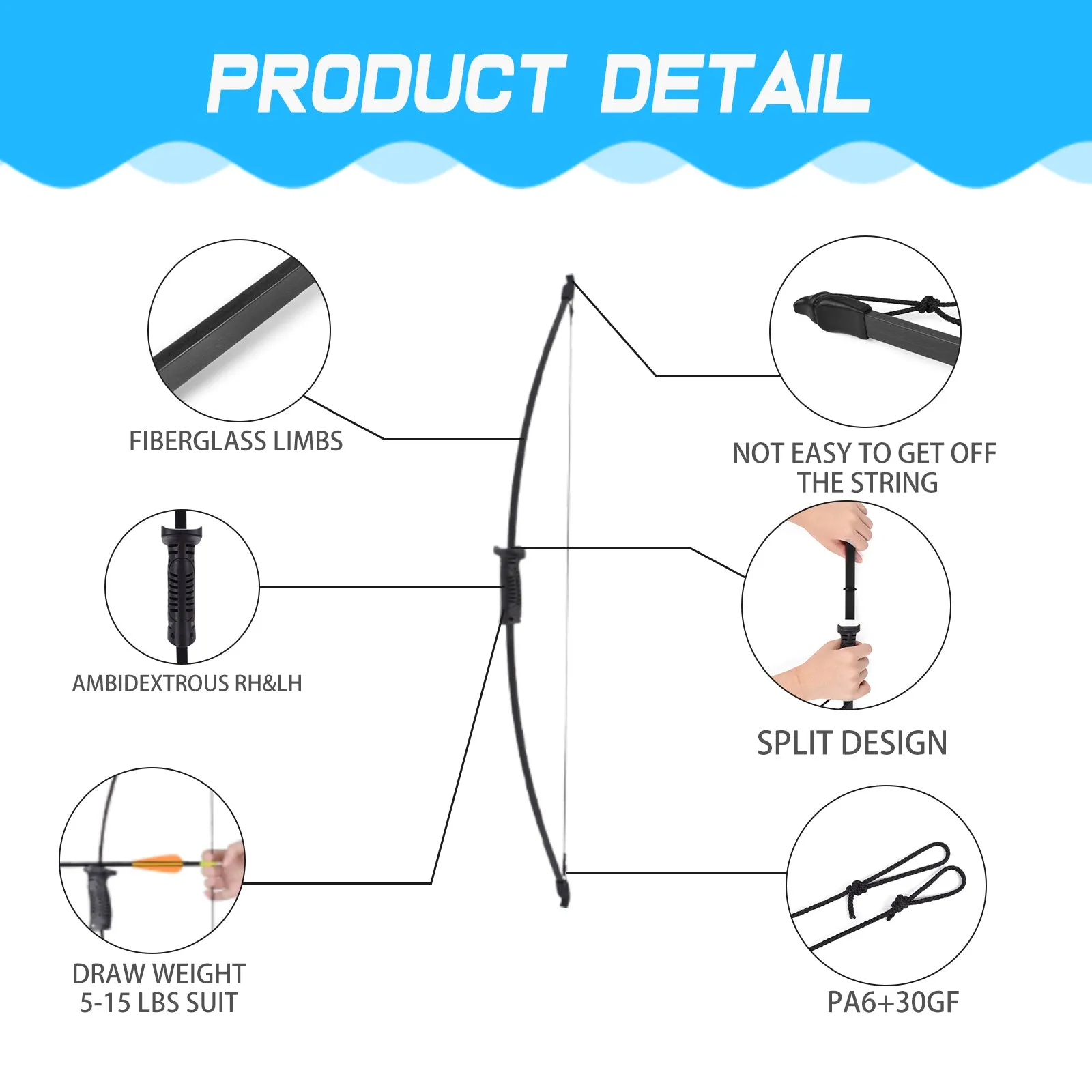 Archery Recurve Bow and Arrow Set with Sucker Arrow for Youth Children Junior Beginner