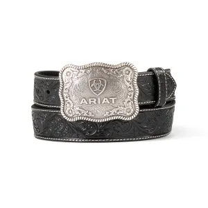 Ariat® Mens Black Belt w/ Embossed Buckle