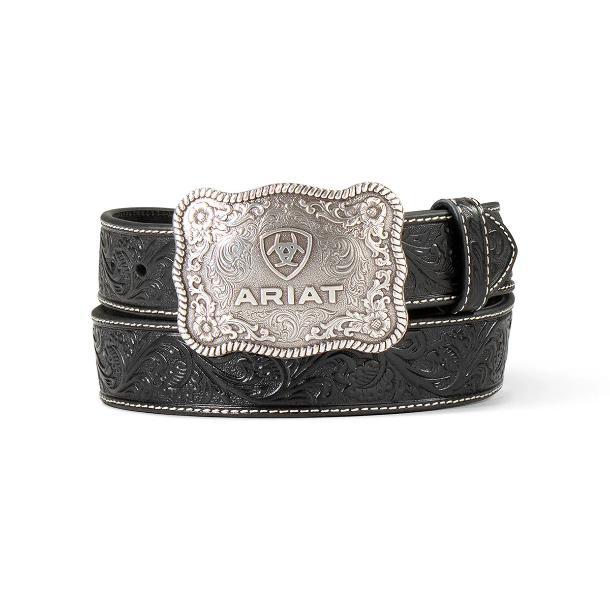 Ariat® Mens Black Belt w/ Embossed Buckle