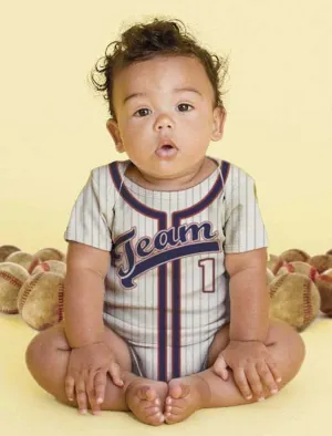 Baby Baseball Bodysuit, Personalized Baseball Jersey, Infant Onepiece Jersey, Any Team Name and Colors, Baby Boy Clothing