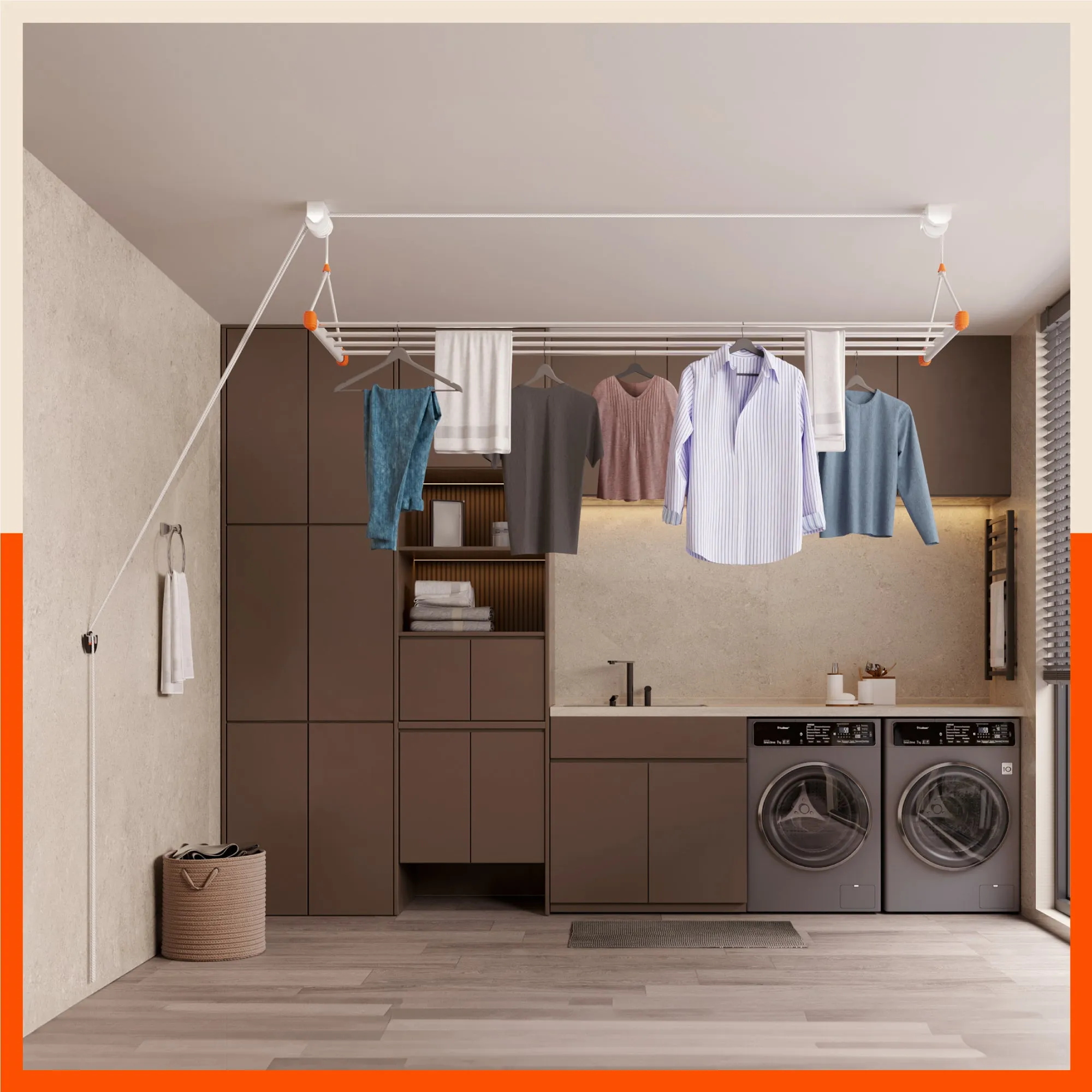 Bathla Mobidry LYFT Stainless Steel Ceiling Cloth Dryer  - 7ft x 4 Pipes