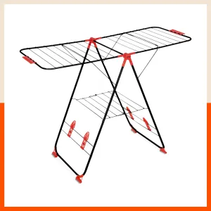 Bathla Mobidry Titan - Foldable Cloth Drying Stand For Home (Black   Red)