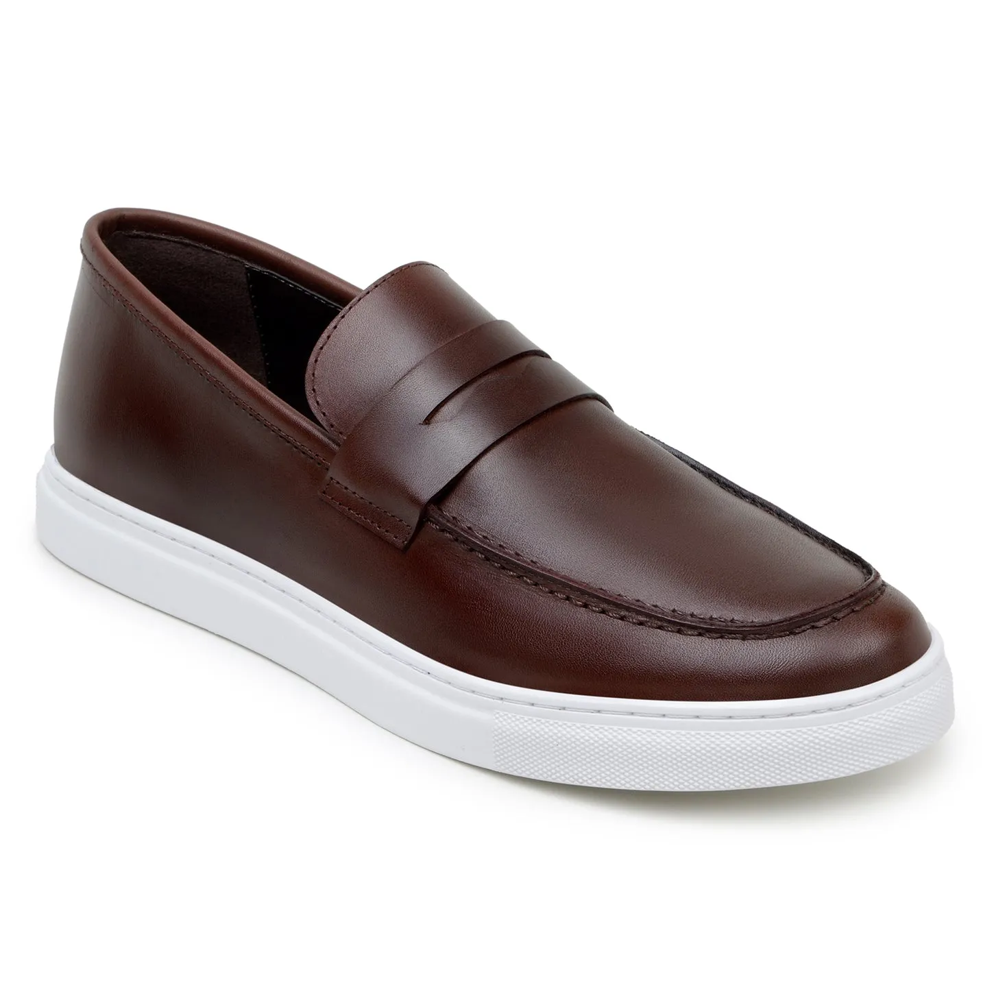 Belvedere Elliot in Brown Nappa Leather Slip-On Penny Sneaker