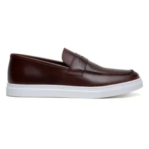 Belvedere Elliot in Brown Nappa Leather Slip-On Penny Sneaker