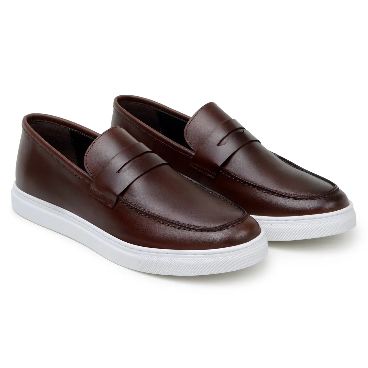 Belvedere Elliot in Brown Nappa Leather Slip-On Penny Sneaker