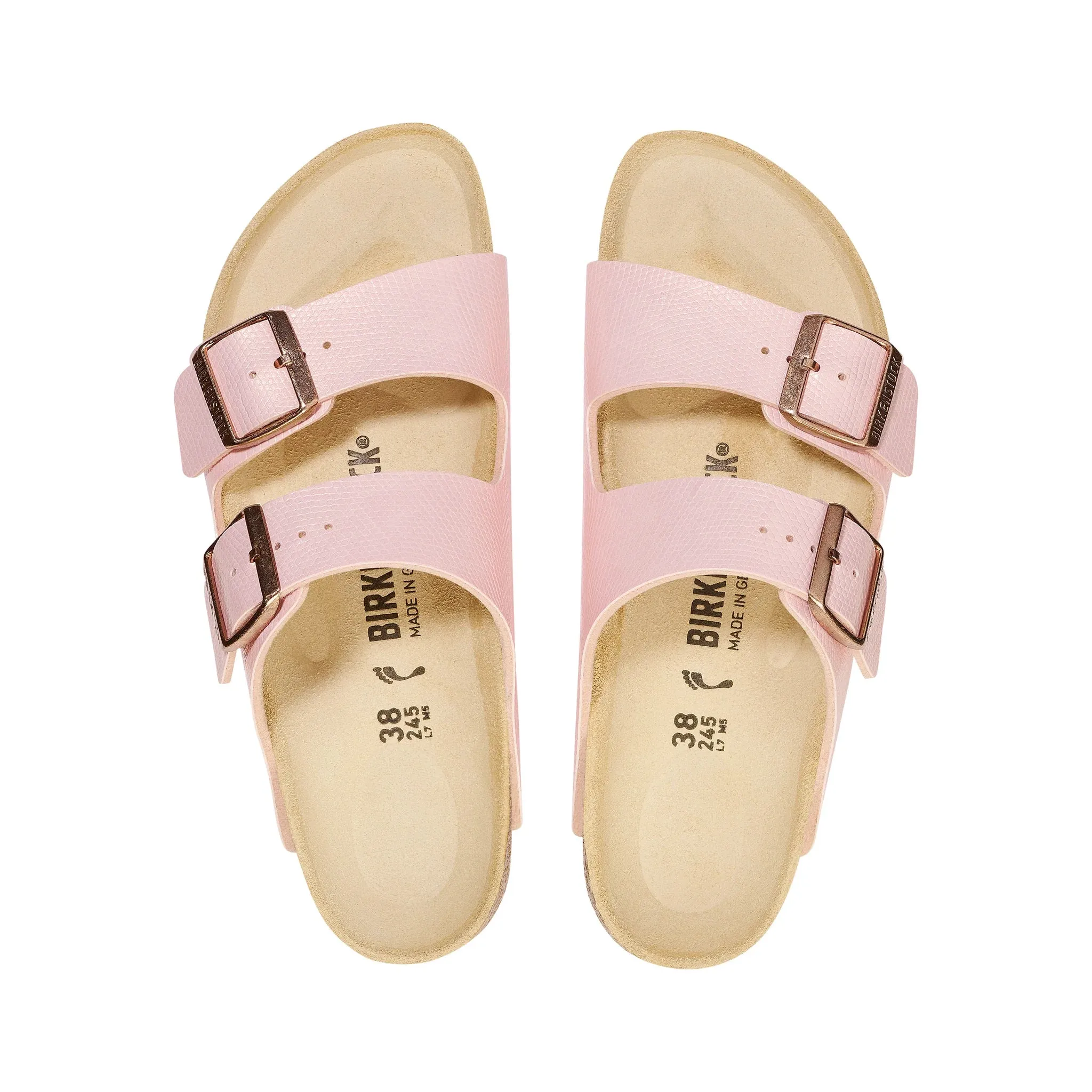 Birkenstock Arizona Shiny Light Rose - Embossed Birko-Flor Narrow