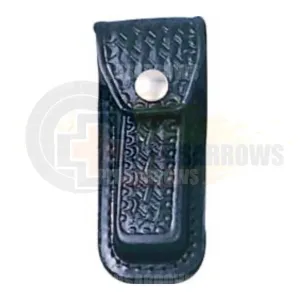 Black Embosed Leather Folding Knife Sheath