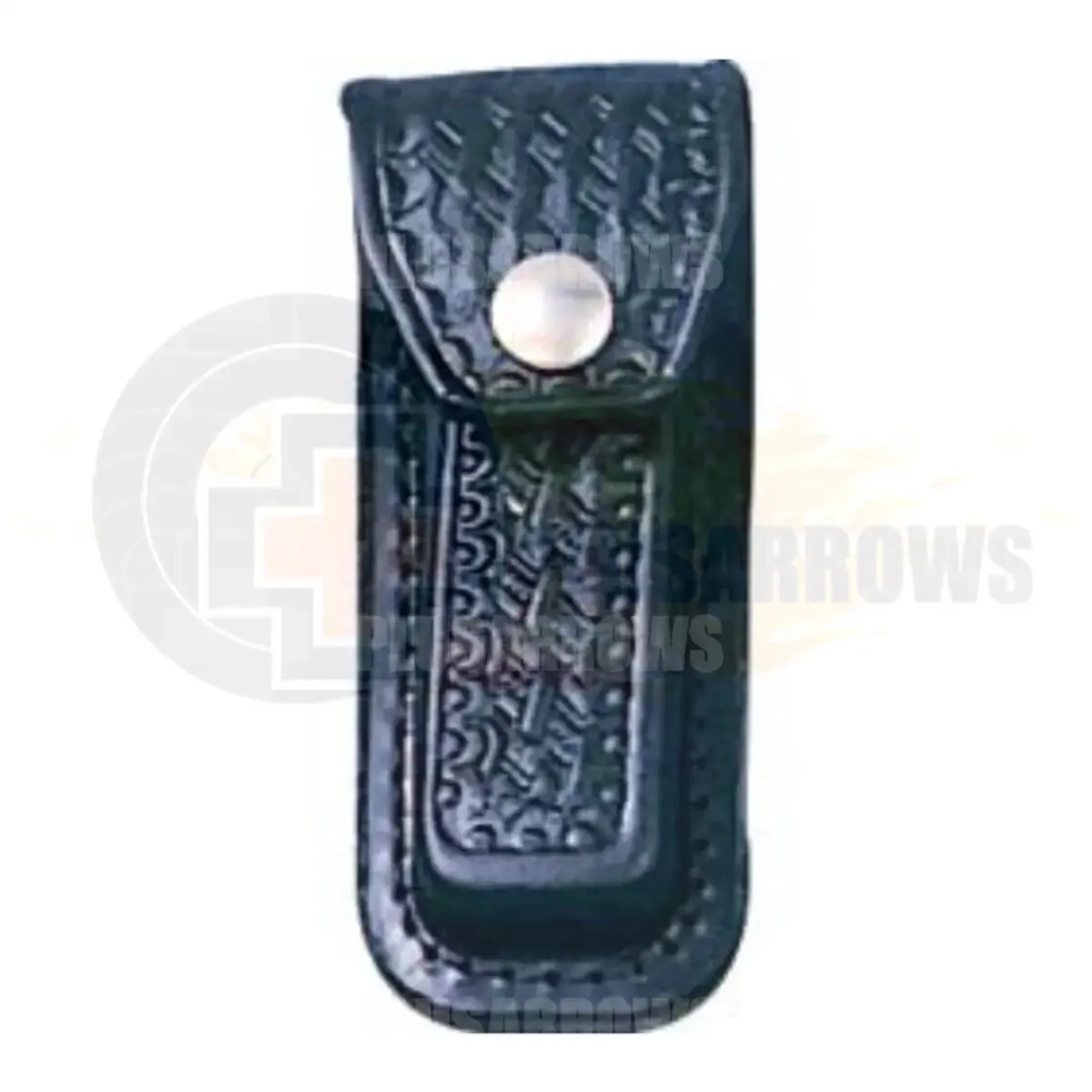 Black Embosed Leather Folding Knife Sheath