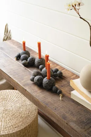 Black Tabletop Clay Beads Taper Holder