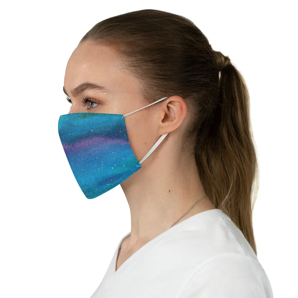 Blue Galaxy Printed Cloth Fabric Face Mask Colorful Purple, Green and Black Outer Space