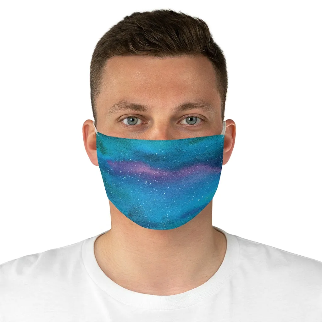 Blue Galaxy Printed Cloth Fabric Face Mask Colorful Purple, Green and Black Outer Space