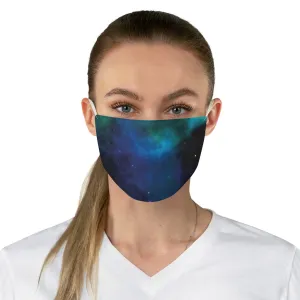 Blue Galaxy Printed Cloth Fabric Face Mask Colorful Teal and Black Outer Space