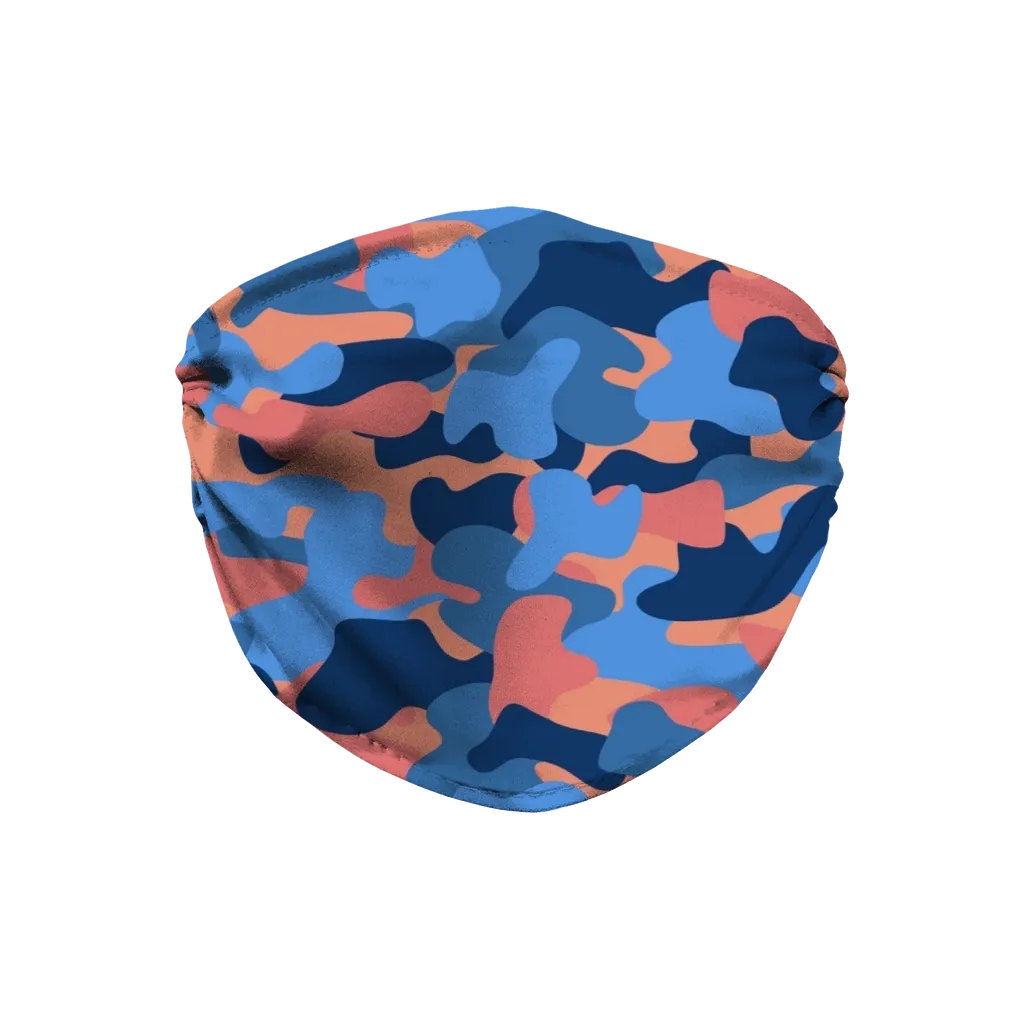 Blue Orange Camo Face Mask