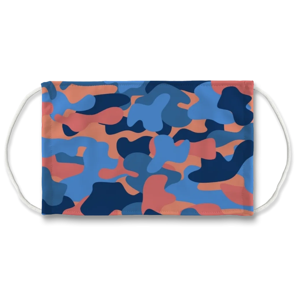 Blue Orange Camo Face Mask