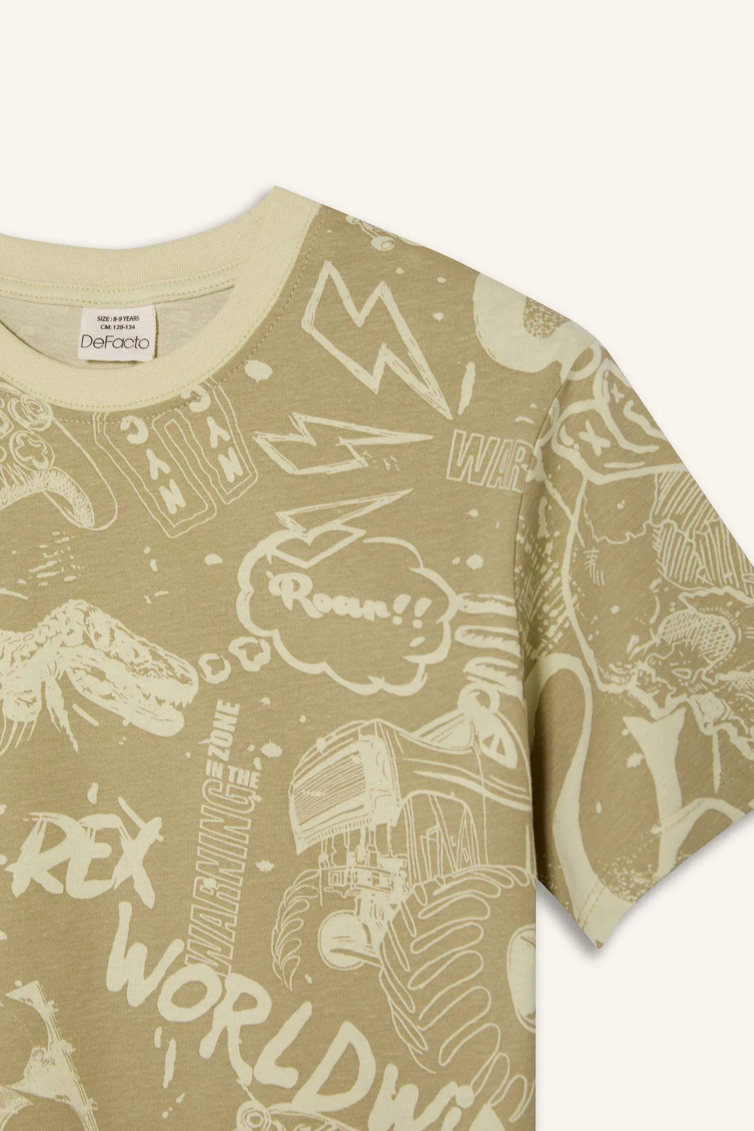 Boy Crew Neck Patterned Short Sleeve T-Shirt