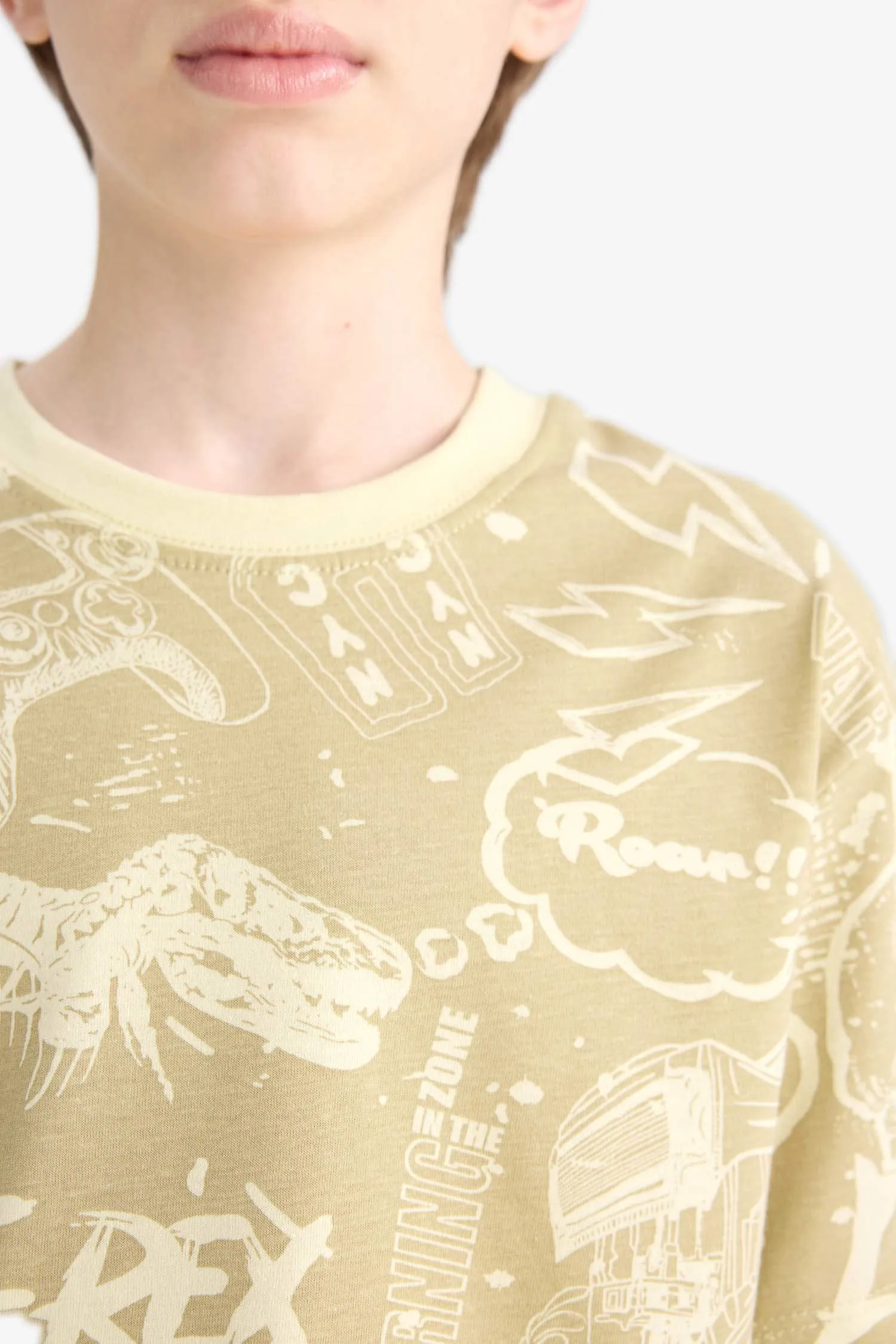 Boy Crew Neck Patterned Short Sleeve T-Shirt