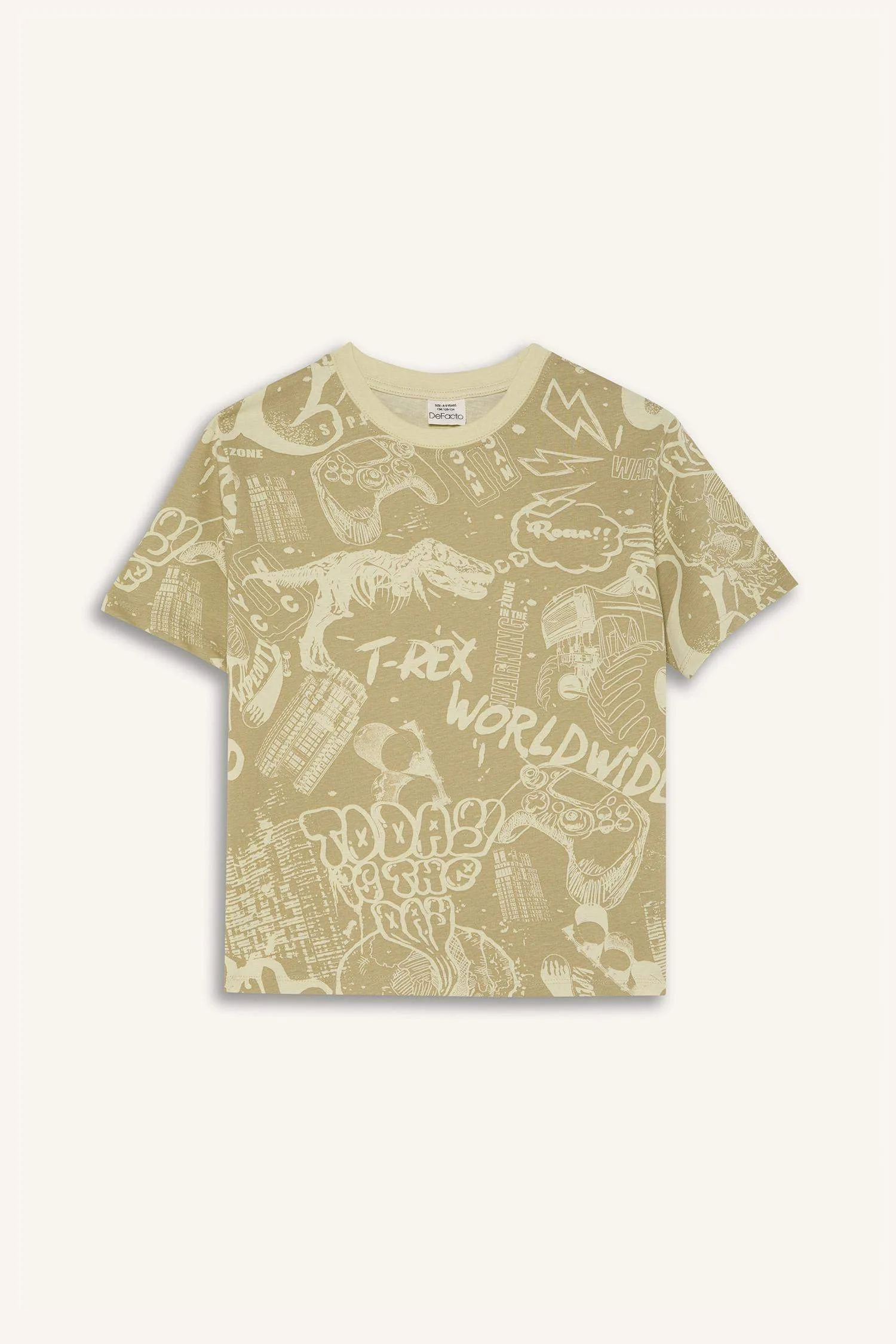 Boy Crew Neck Patterned Short Sleeve T-Shirt