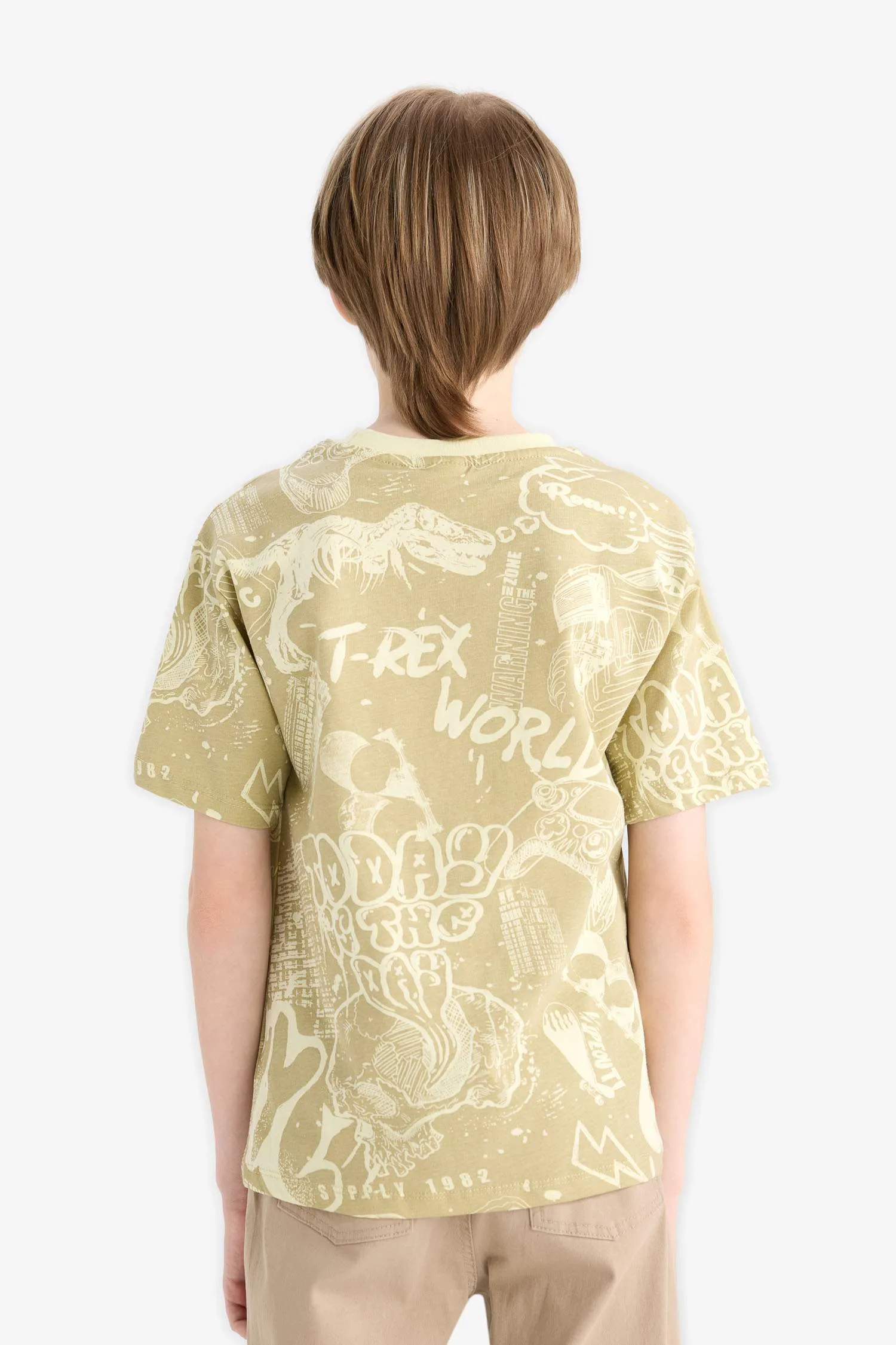 Boy Crew Neck Patterned Short Sleeve T-Shirt