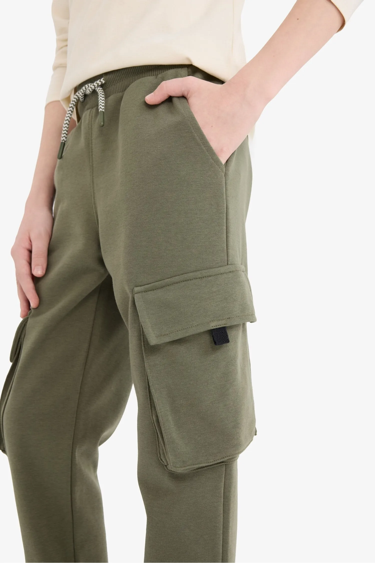 Boy Elastic Waistband Cargo Sweatpants
