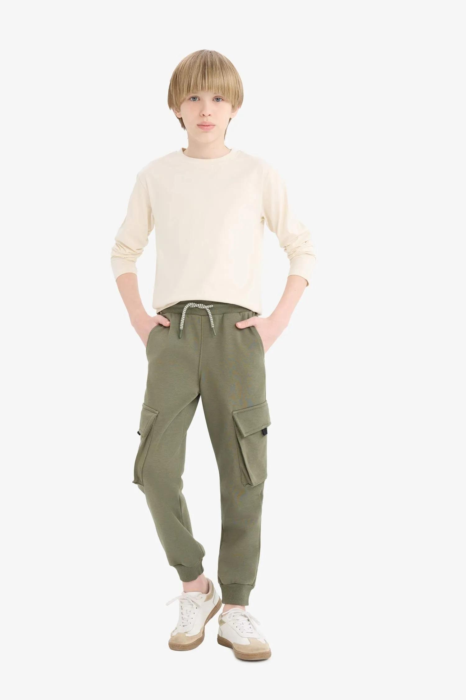 Boy Elastic Waistband Cargo Sweatpants