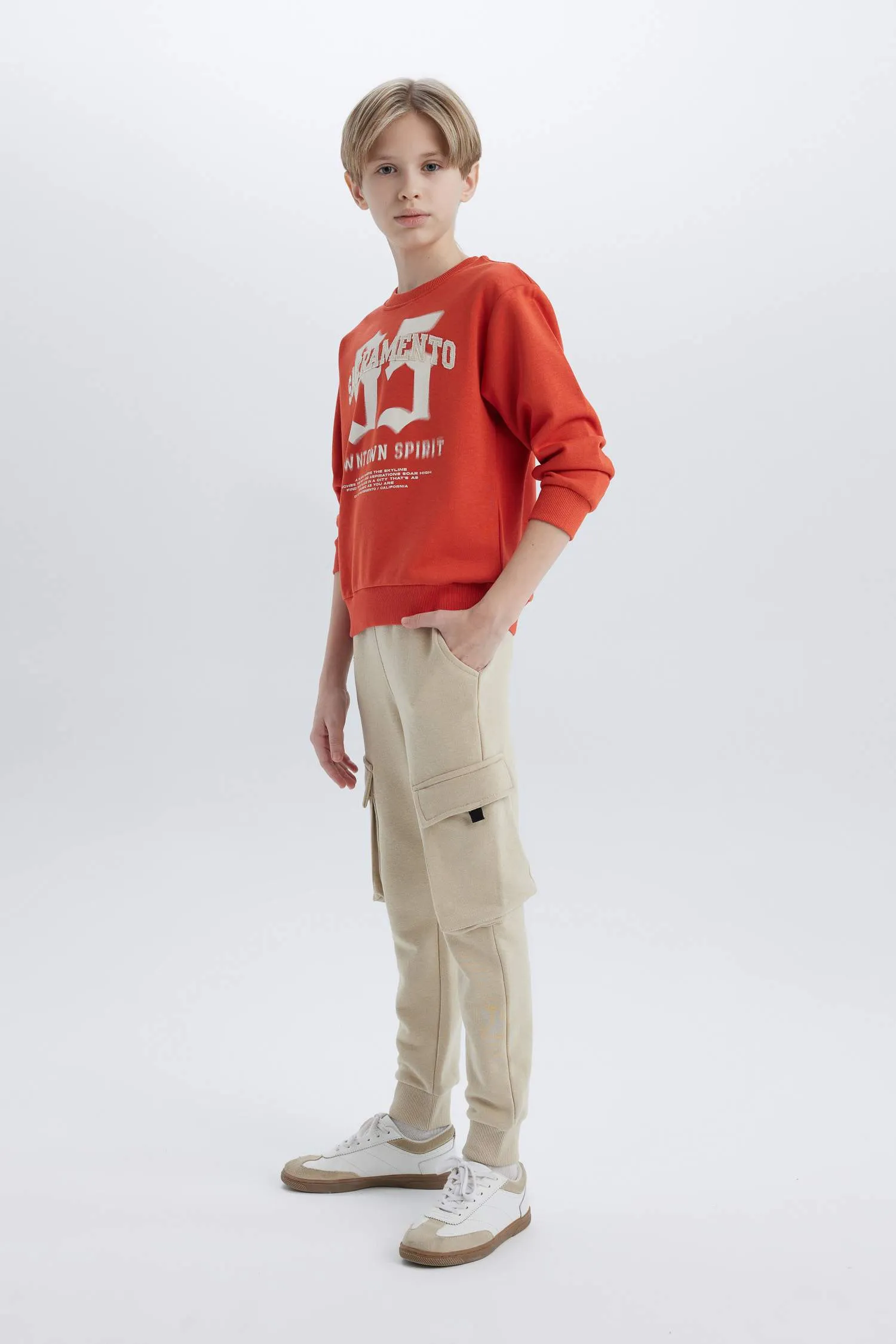 Boy Elastic Waistband Cargo Sweatpants
