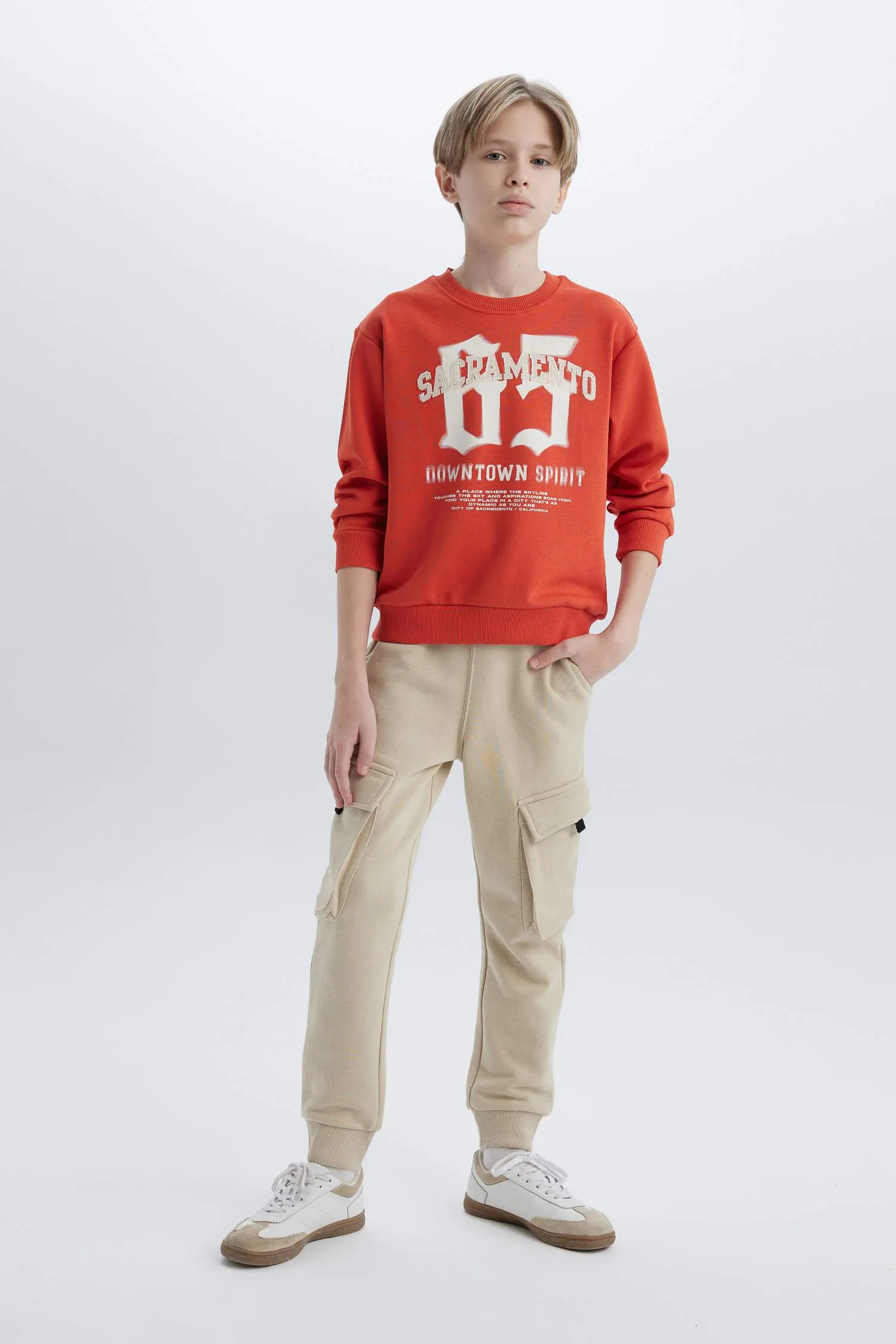 Boy Elastic Waistband Cargo Sweatpants