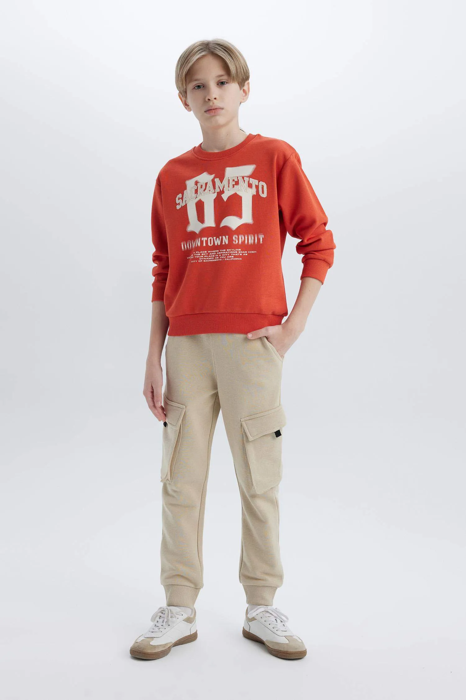 Boy Elastic Waistband Cargo Sweatpants