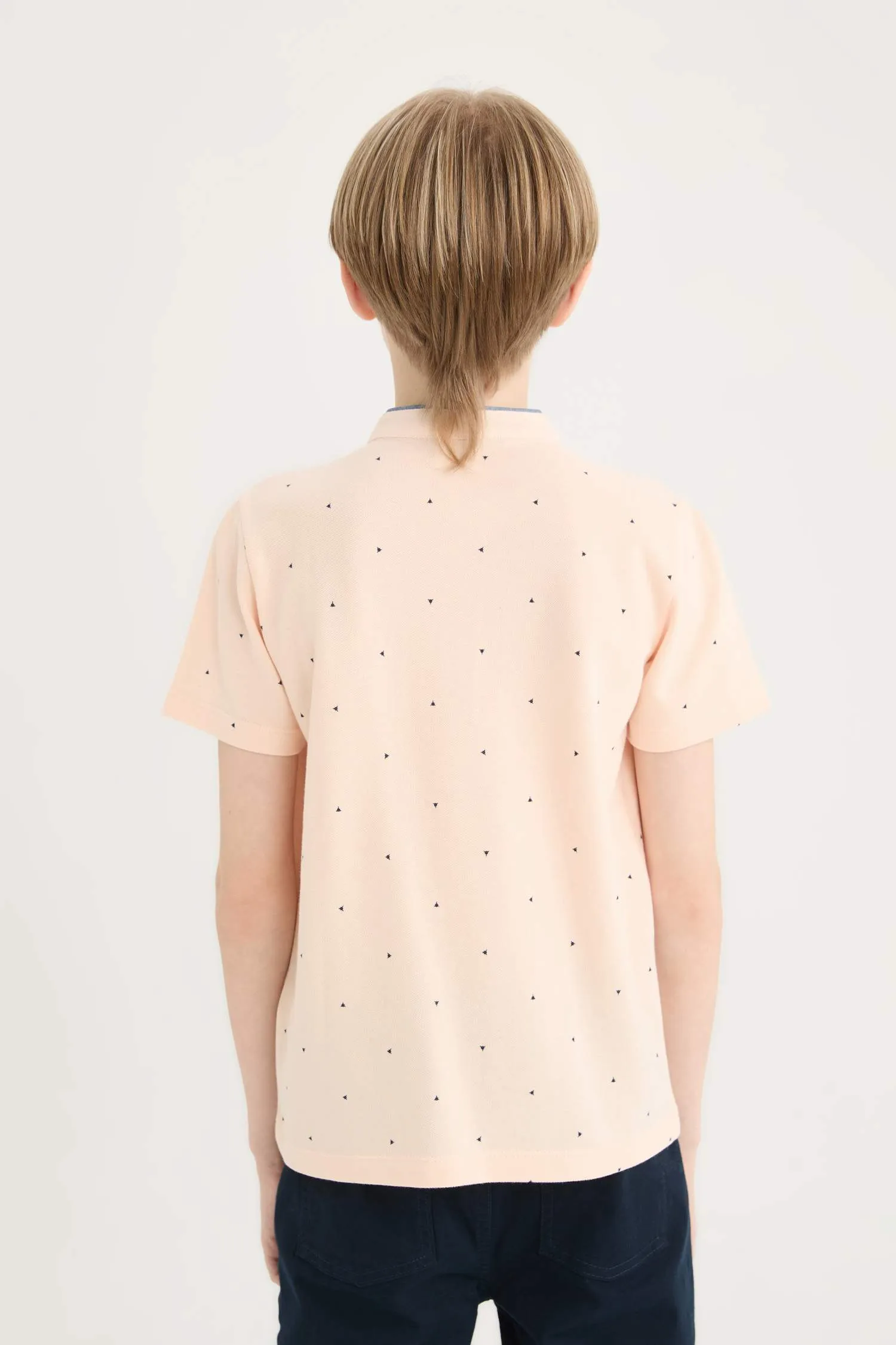 Boy Mandarin Collar Pique Short Sleeve Polo T-shirt