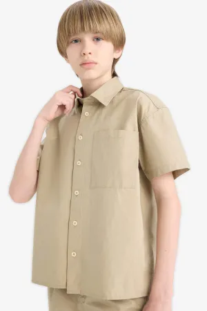 Boy Oversize Fit Polo Collar Parachute Shirt