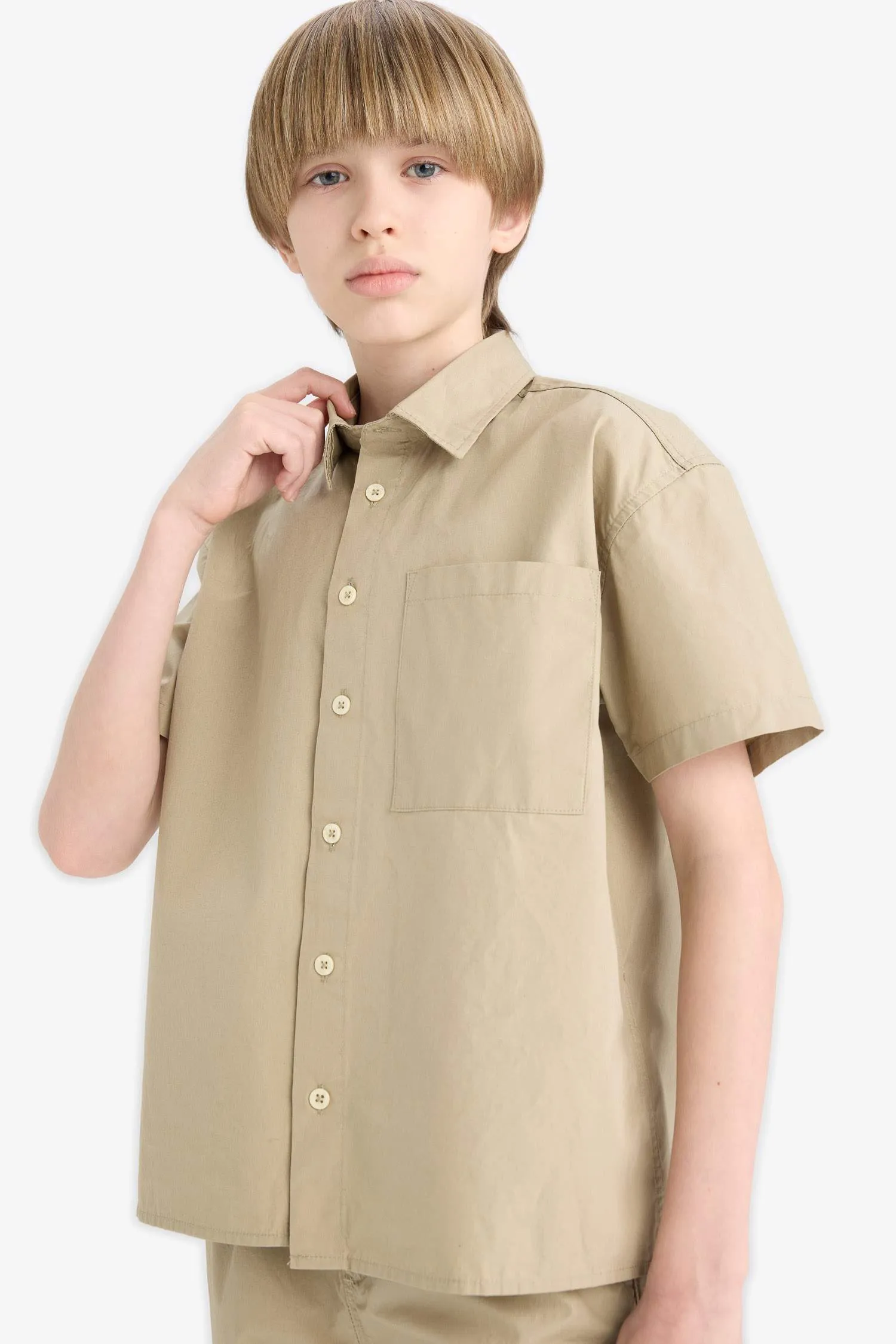 Boy Oversize Fit Polo Collar Parachute Shirt
