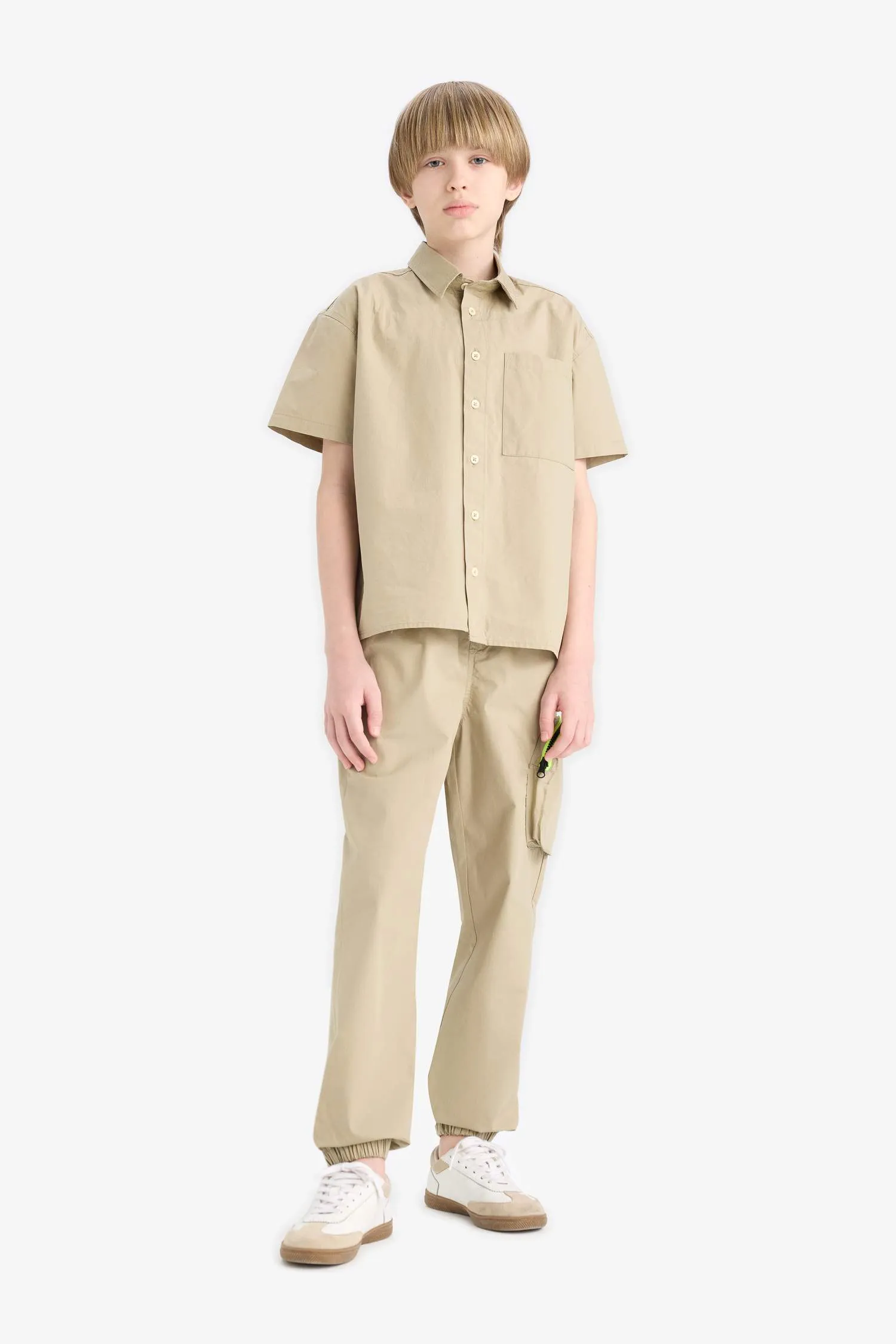 Boy Oversize Fit Polo Collar Parachute Shirt