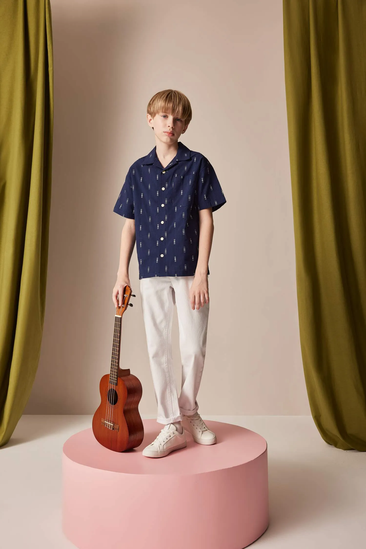 Boy Oversize Fit Polo Neck Embroidered Shirt