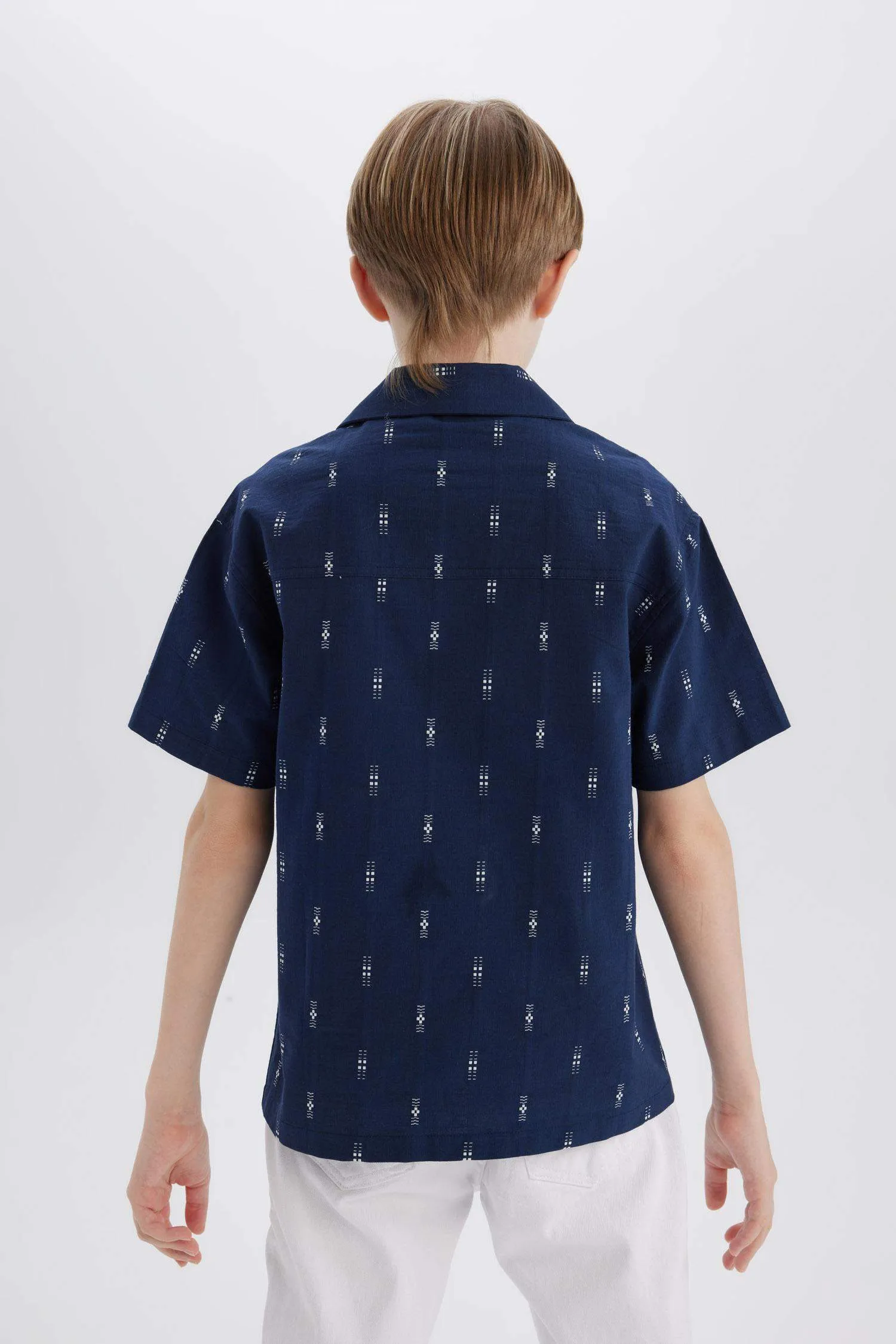 Boy Oversize Fit Polo Neck Embroidered Shirt