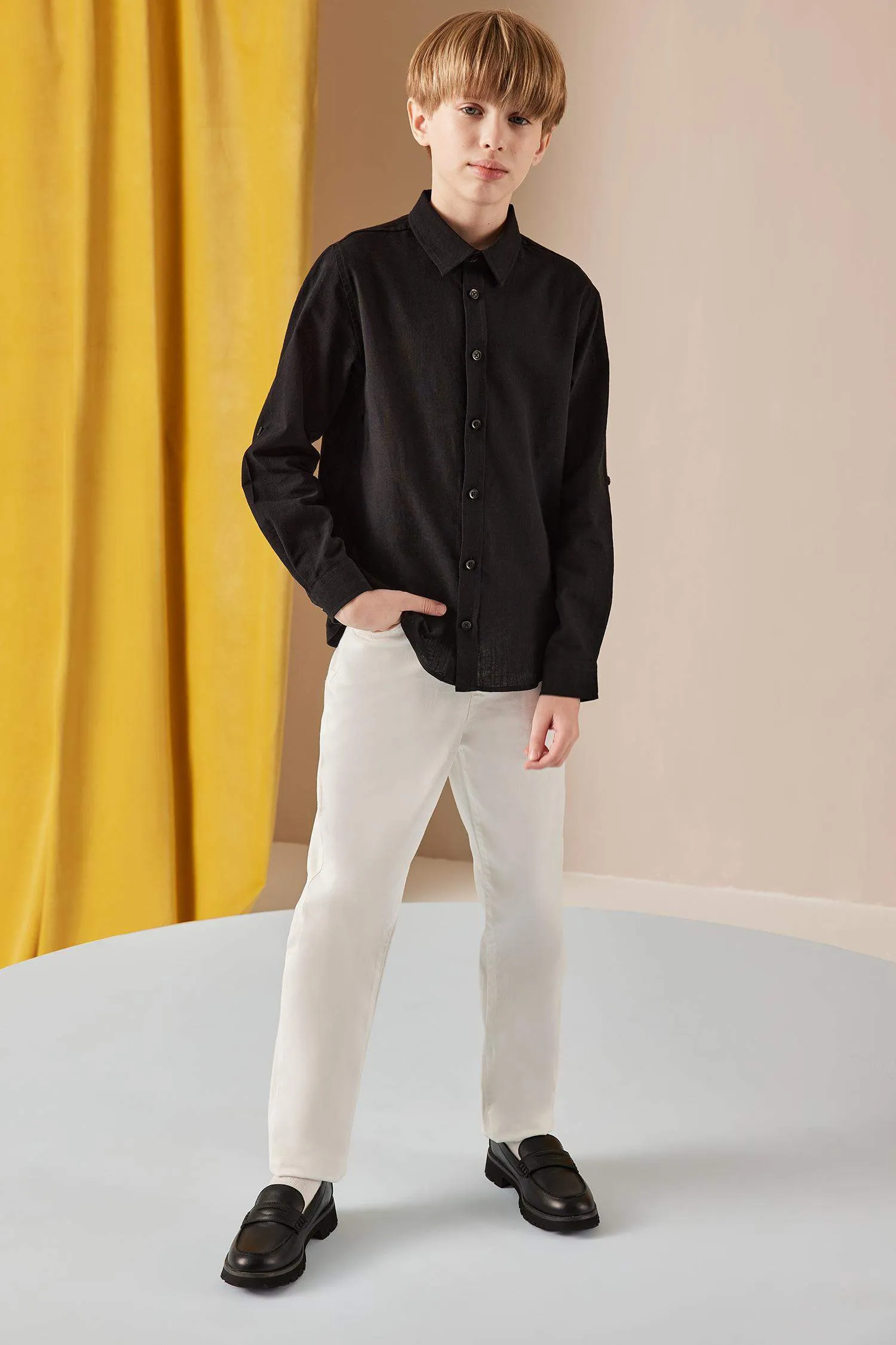 Boy Regular Fit Linen Look Shirt