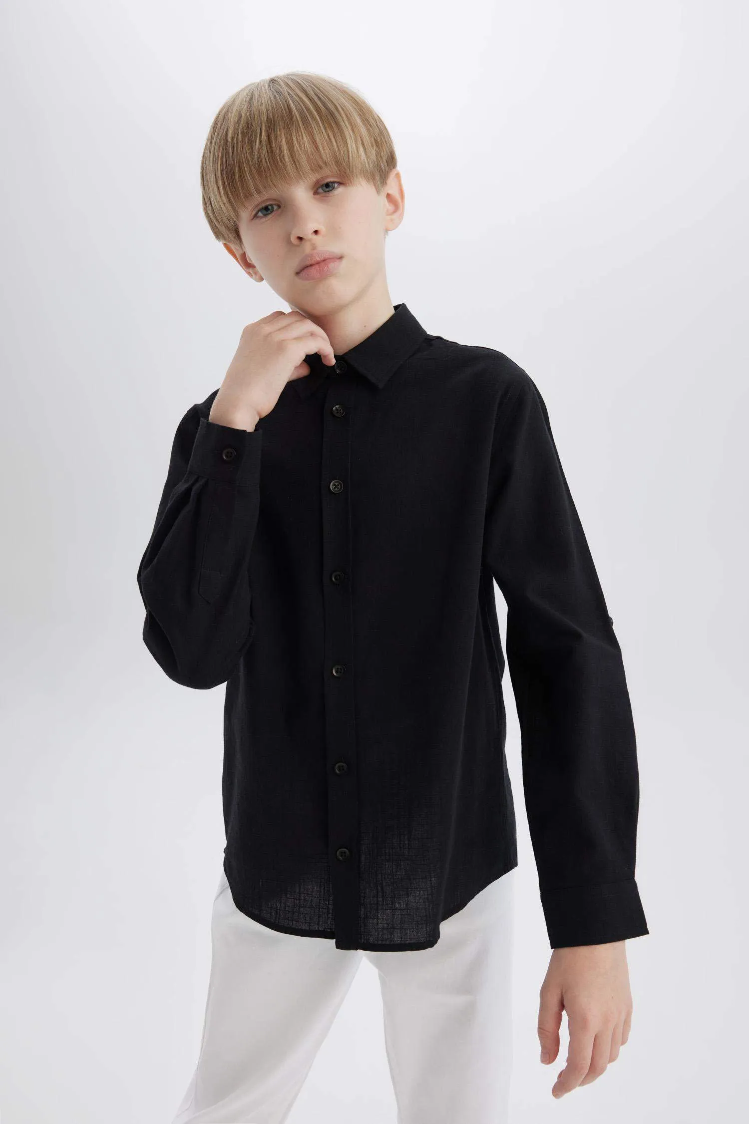 Boy Regular Fit Linen Look Shirt