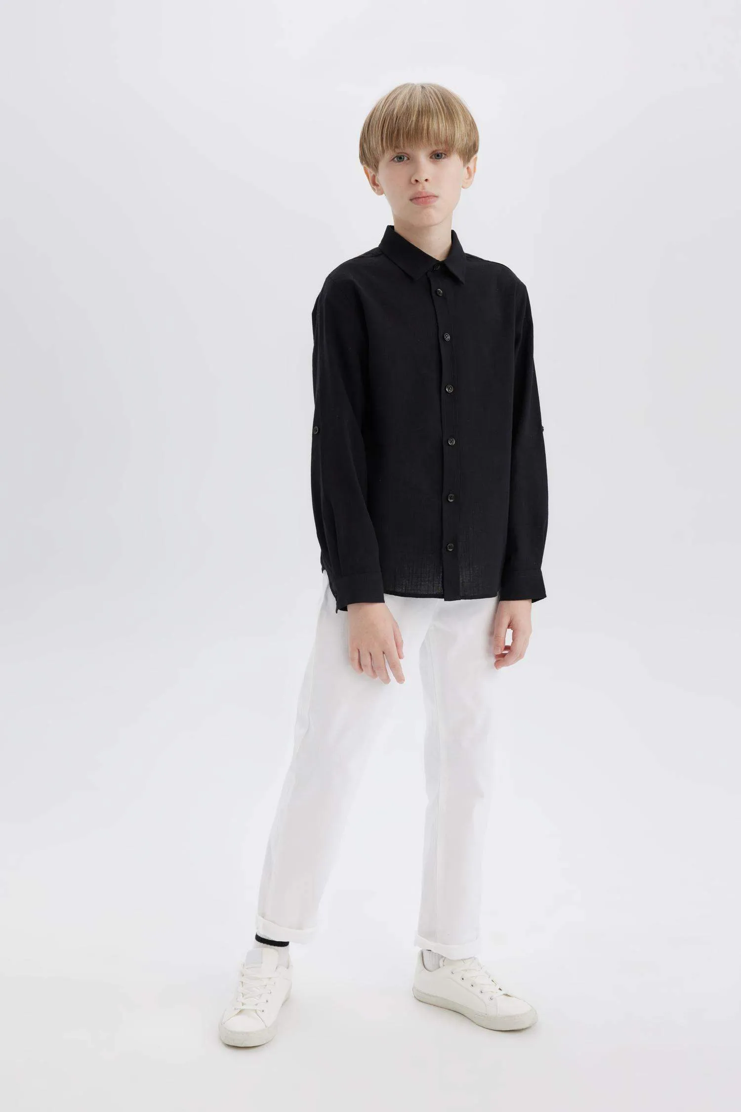 Boy Regular Fit Linen Look Shirt